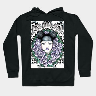 Purple Gothic Beauty In Roses Chruch Windows Hoodie